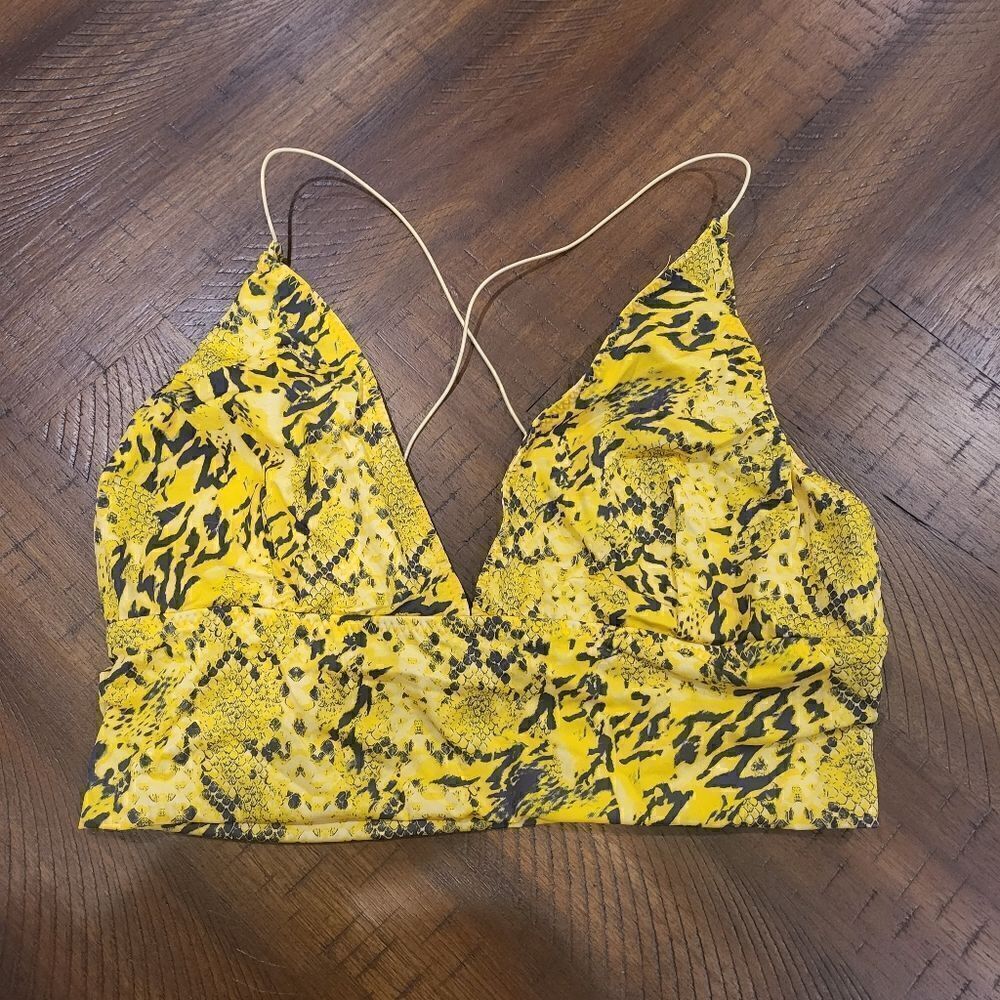 NWT! Free People Intimately Yellow and Black Bralette / Brami Xtra Small